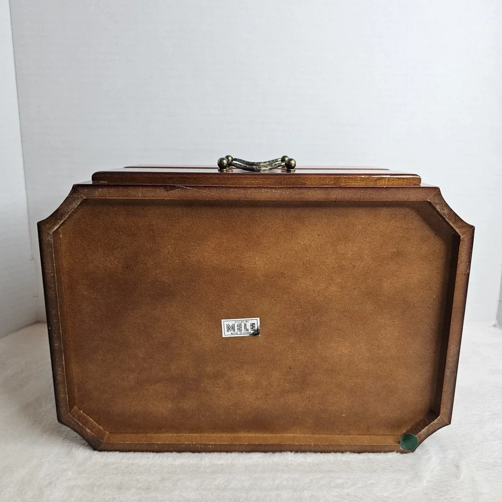Mele & Co. 3 Tier Jewelry Box Large Wood Walnut Multi Compartments